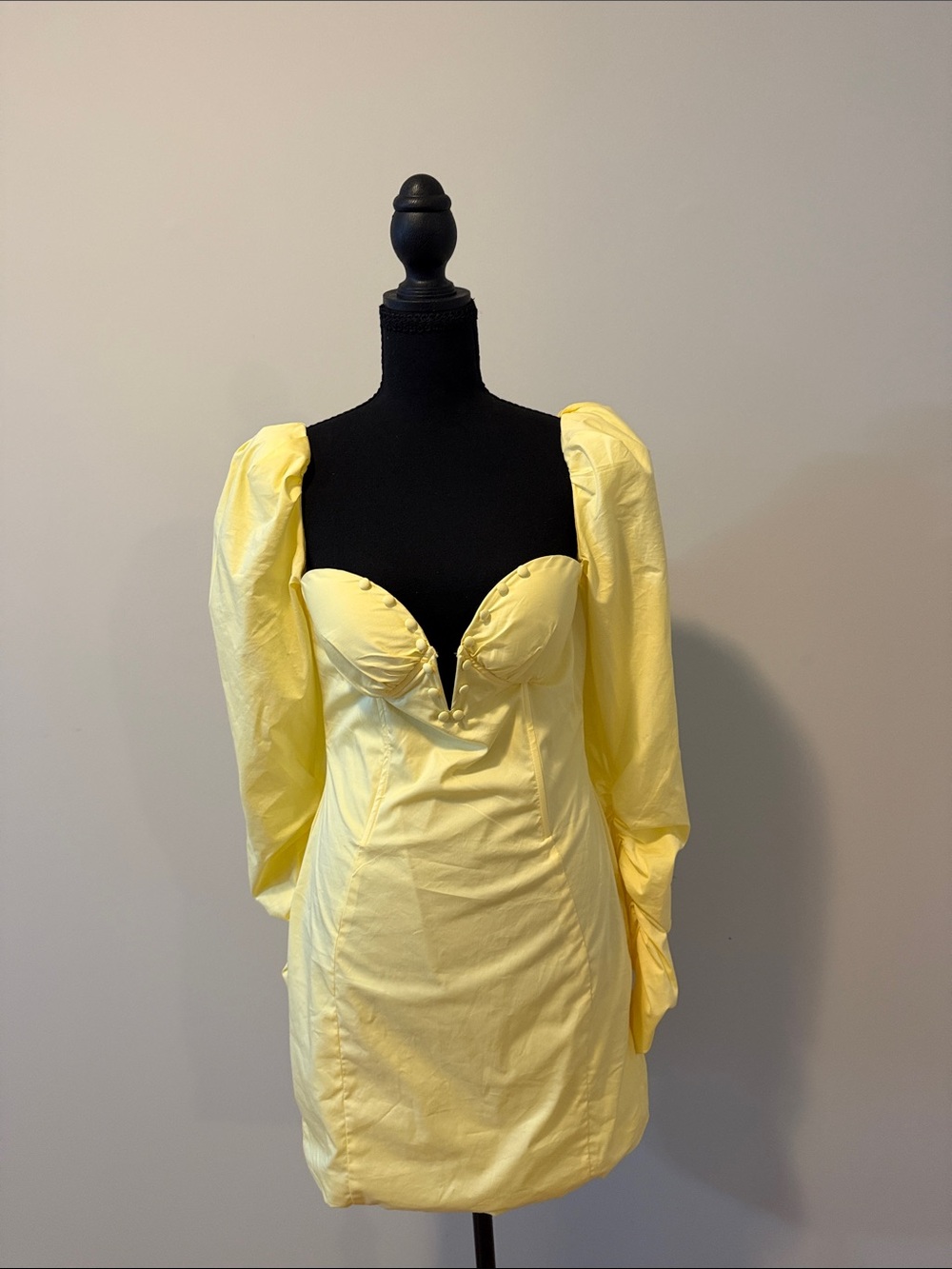 Fashion Nova Yellow Puff Sleeve Mini Dress